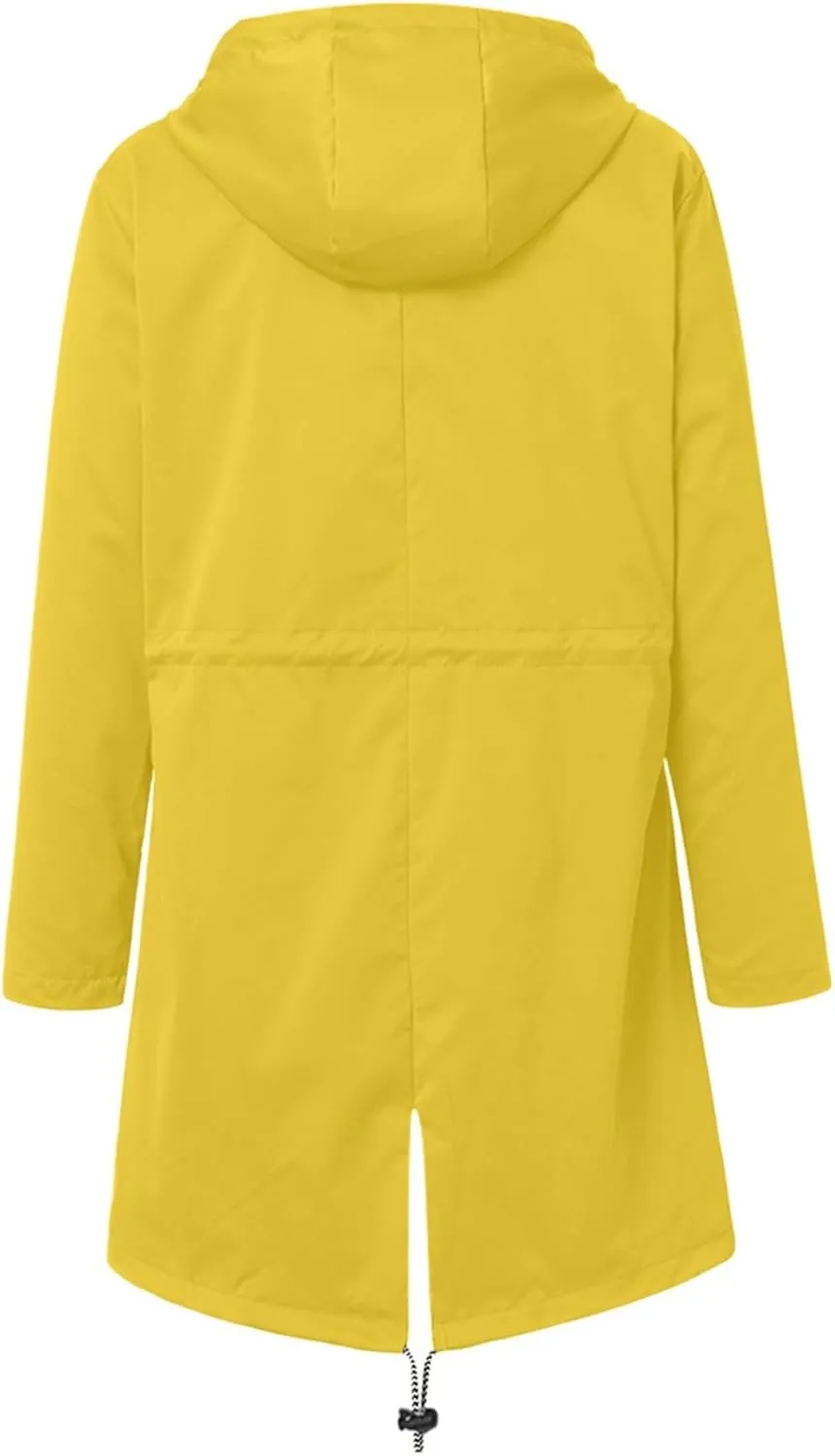 2024 Womens Rain Jacket with Hood Lightweight Trench Coat Long Sleeve Windbreaker Zip Up Drawstring Raincoat With Pockets