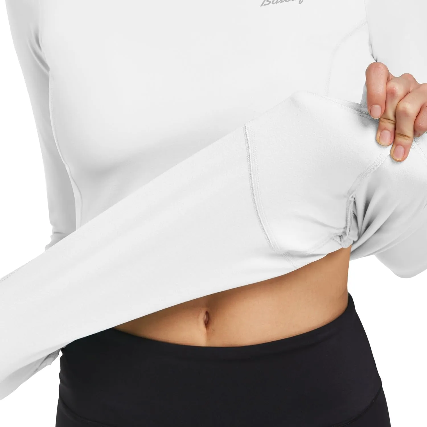 baleaf Thermal Shirts for Women Long Sleeve Fleece Tops Running Workout Cold Weather Gear Compression Zipper Pocket