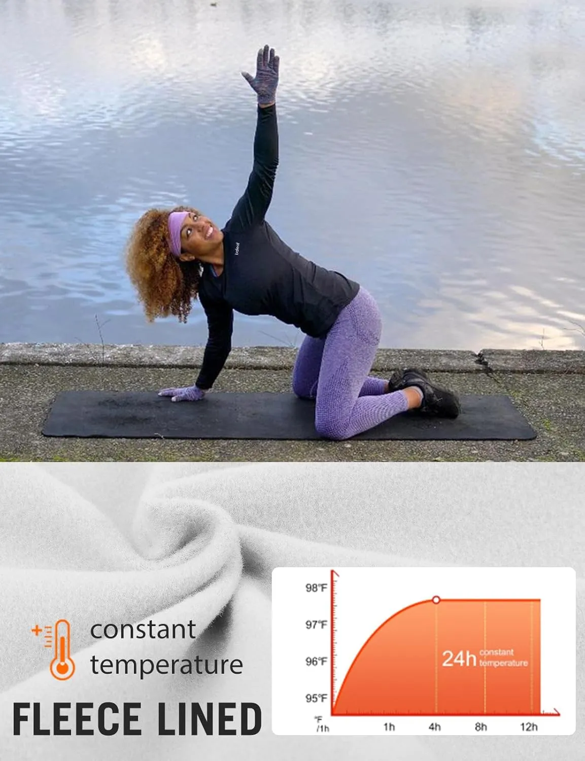 baleaf Thermal Shirts for Women Long Sleeve Fleece Tops Running Workout Cold Weather Gear Compression Zipper Pocket