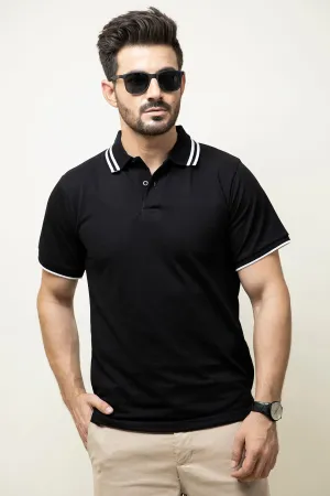 Black Tipped Collar Polo - S20 - MP0045R