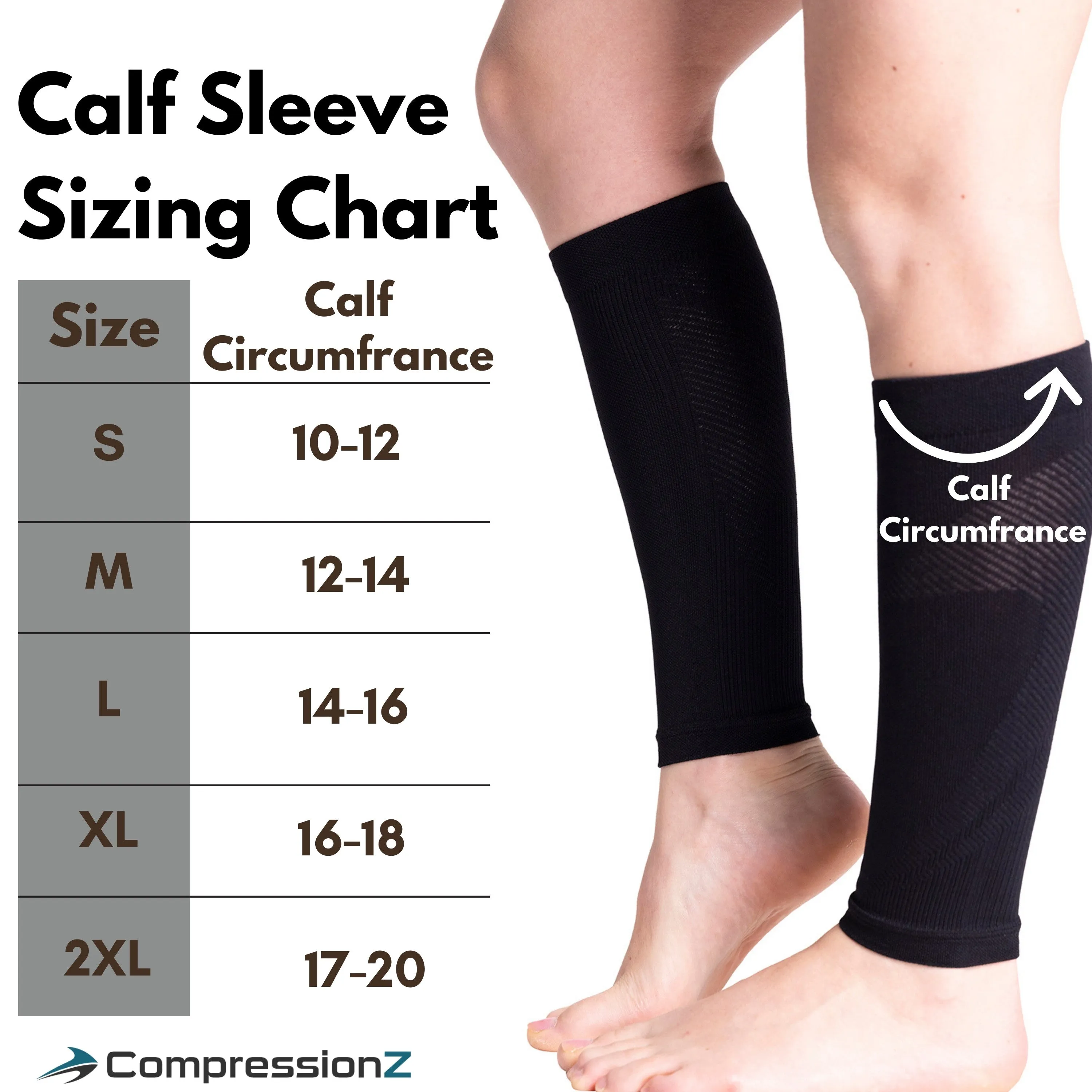 Compression Calf Sleeves (30-40mmHg) - Black Orange