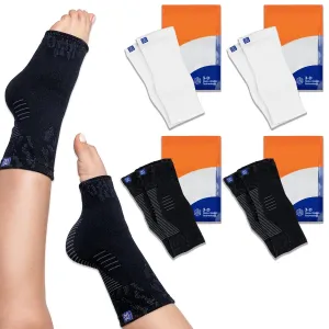 Compression Socks 4 Pack Bundle - Toeless (Medium, 2 Pair Black   2 Pair White)