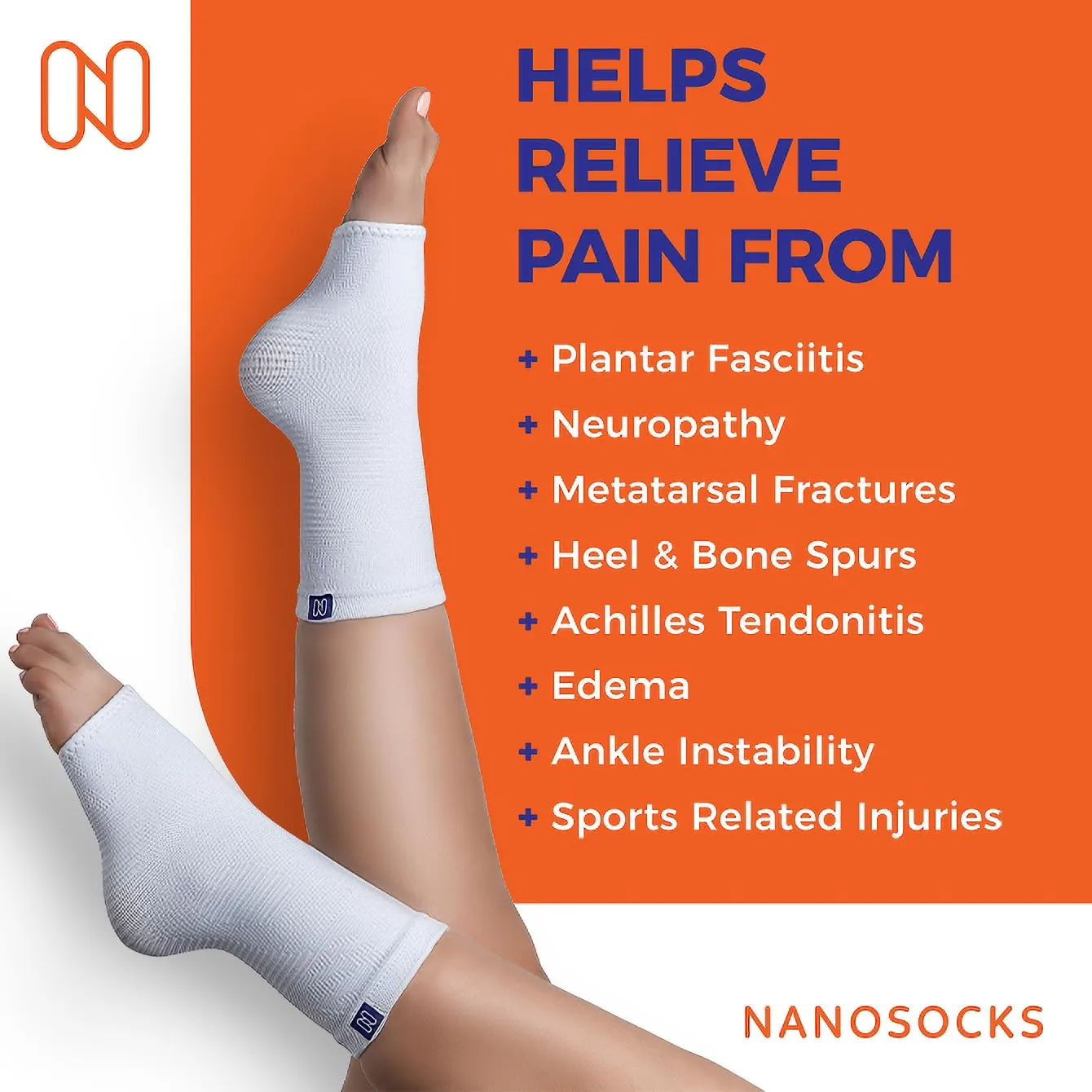 Compression Socks for Women & Men (1 Pair) - BEST Ankle Brace Support Sleeve for Neuropathy, Plantar Fasciitis, Diabetic Foot Nerve Pain Relief - Toeless (Medium, Black)