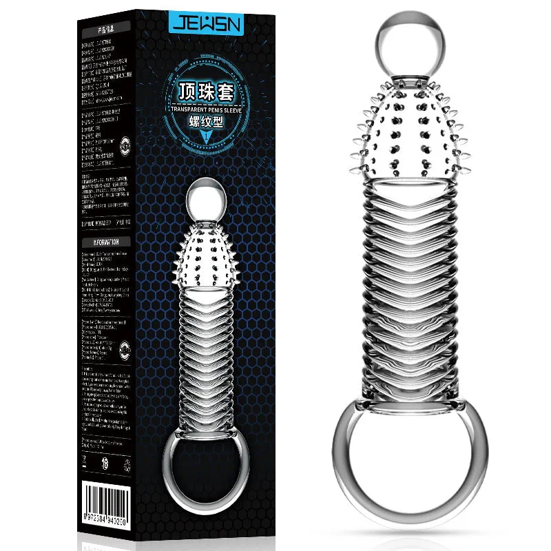 Dragon-Designed Transparent Crystal Cock Sleeve with Stretchy Scrotum Sling