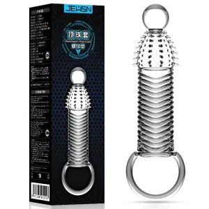 Dragon-Designed Transparent Crystal Cock Sleeve with Stretchy Scrotum Sling