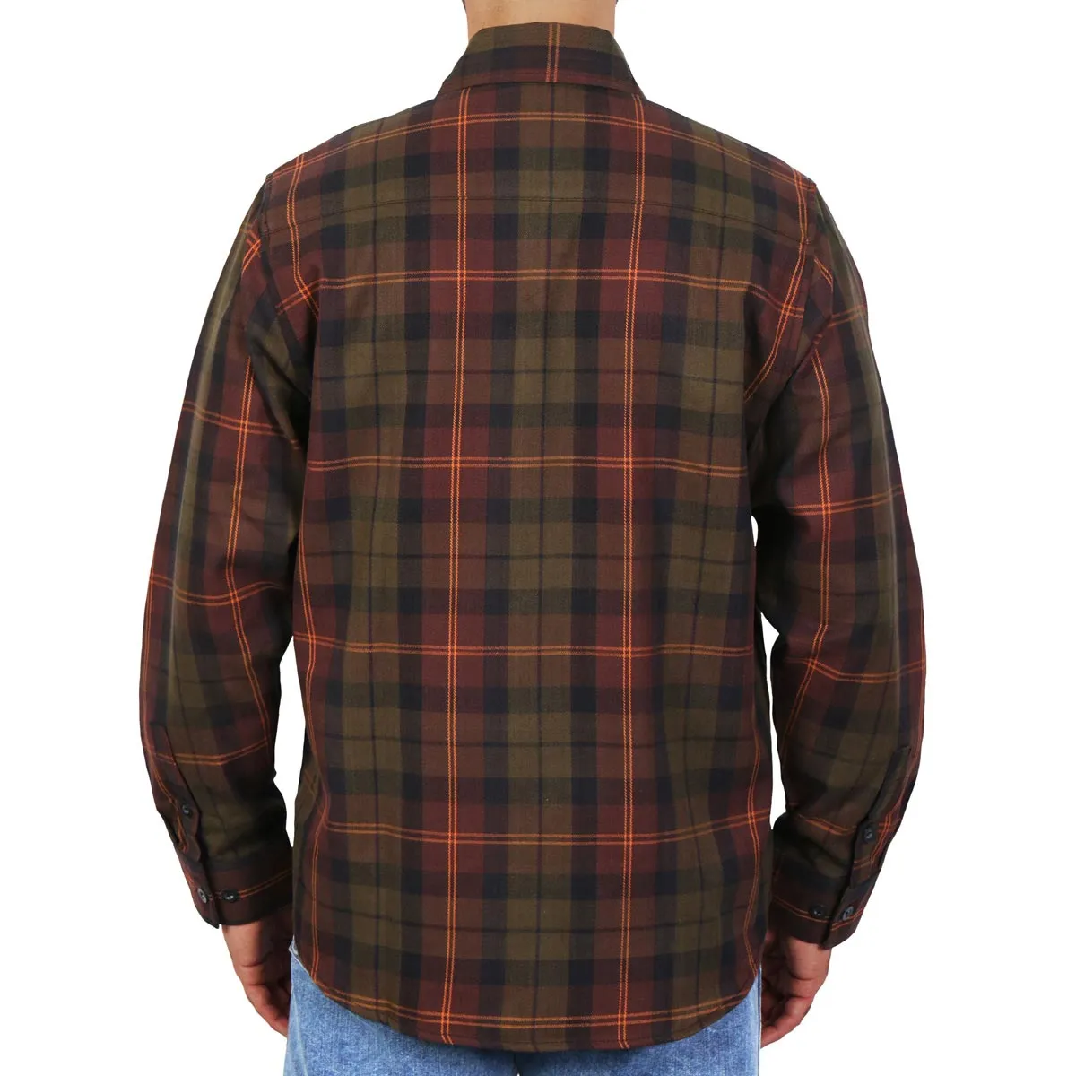 Hot Leathers FLM2040 Men's Green Orange and Brown Long Sleeve Flannel