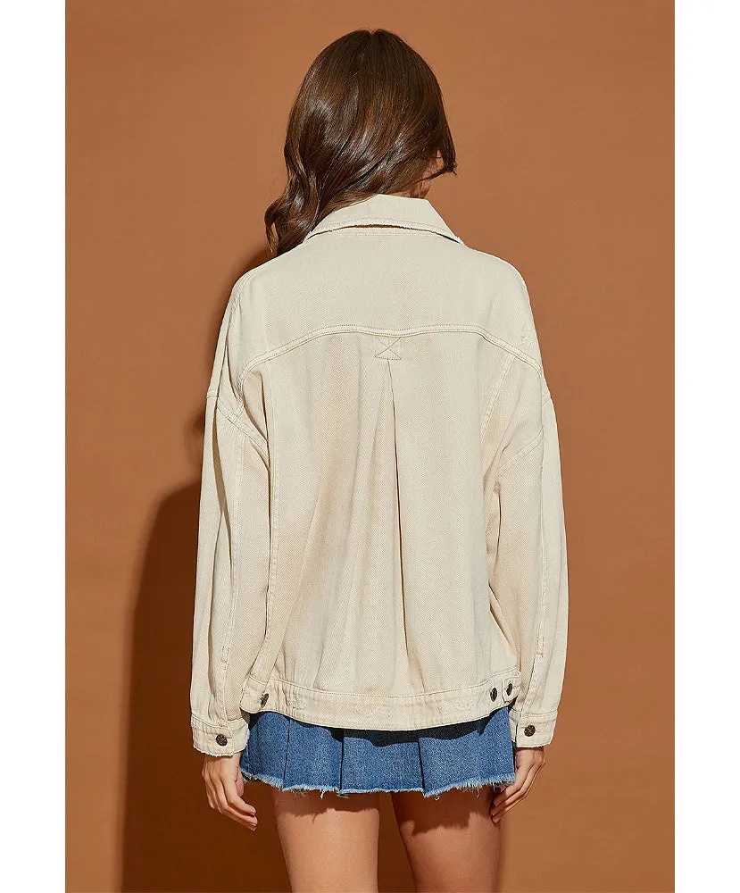 Kayla Back Pleated Denim Jacket