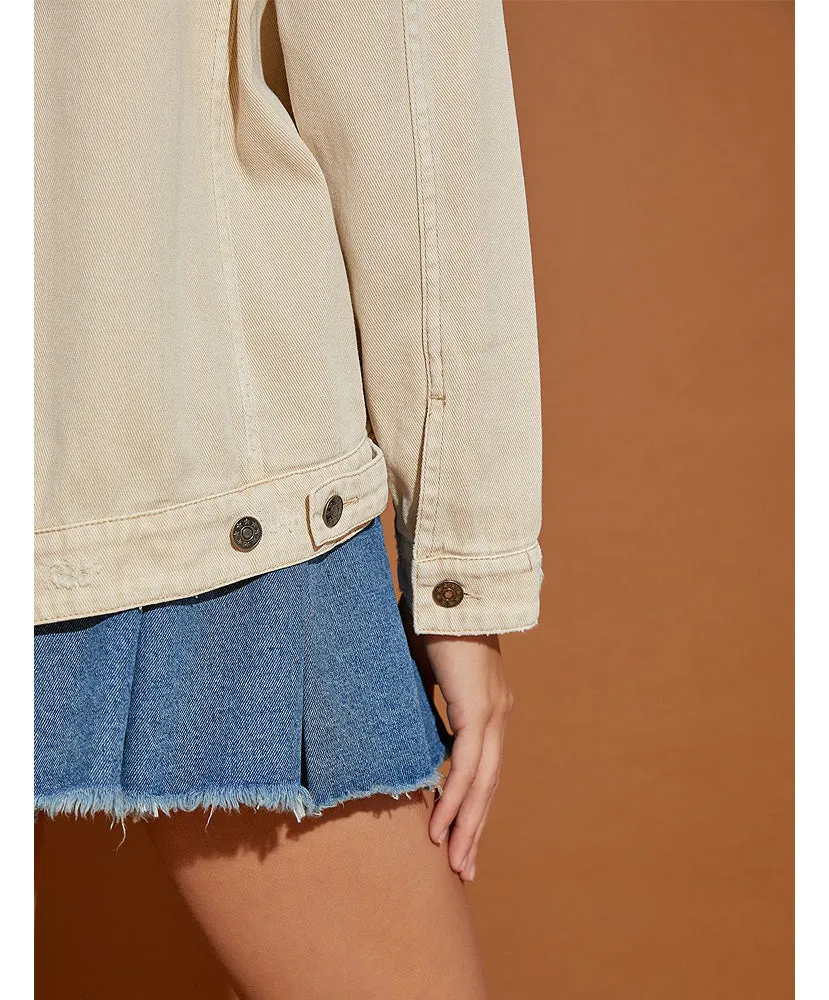 Kayla Back Pleated Denim Jacket