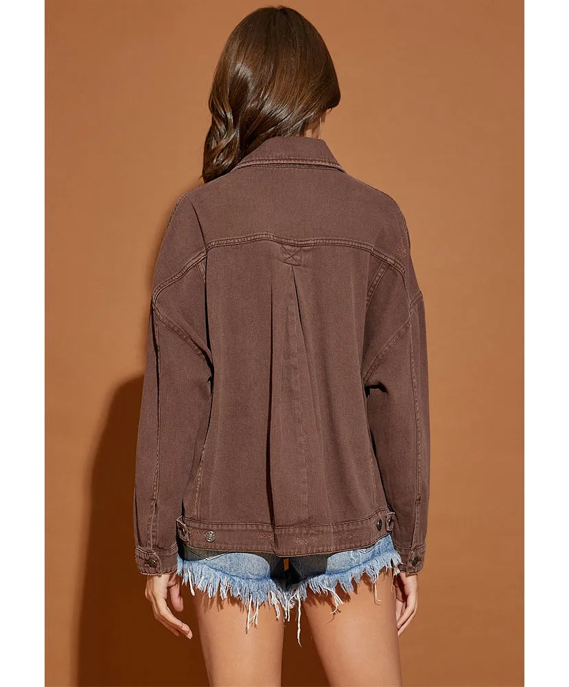Kayla Back Pleated Denim Jacket