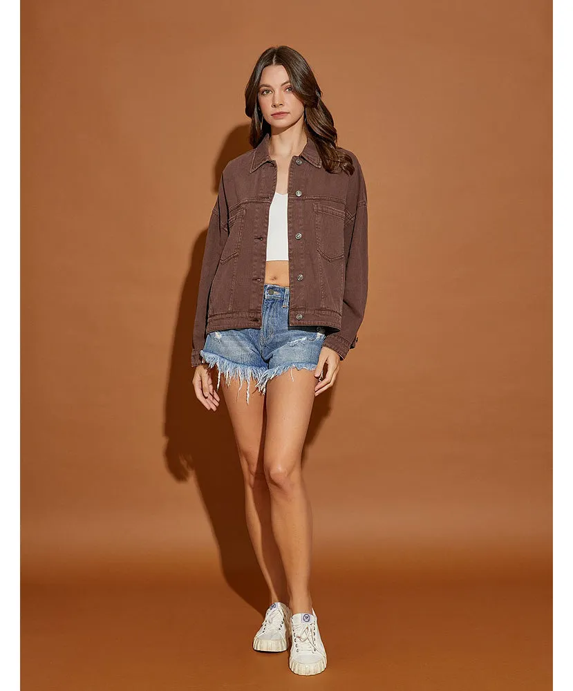 Kayla Back Pleated Denim Jacket