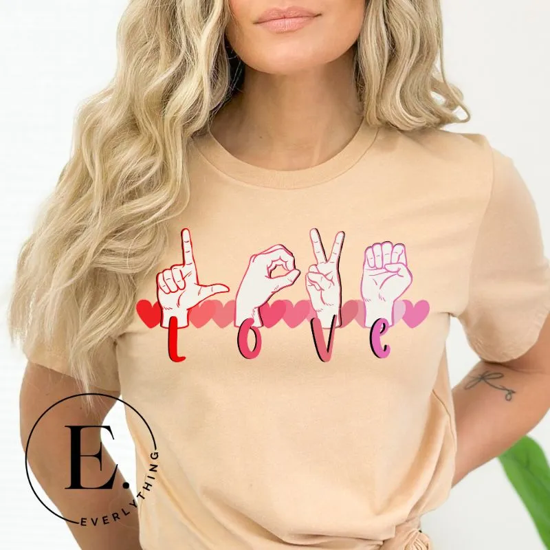 Love in ASL with Hearts PNG Sublimation Design