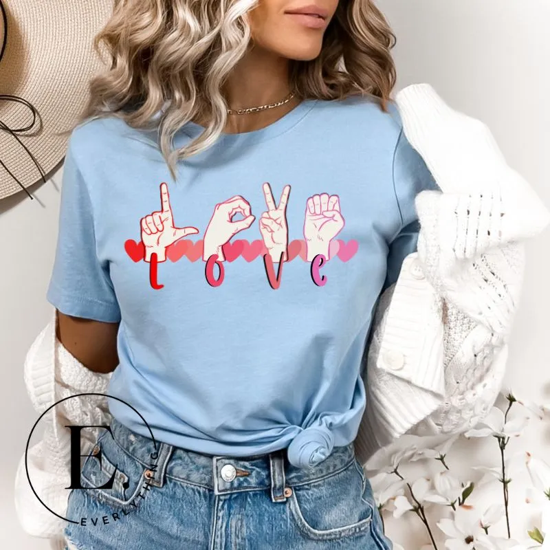 Love in ASL with Hearts PNG Sublimation Design