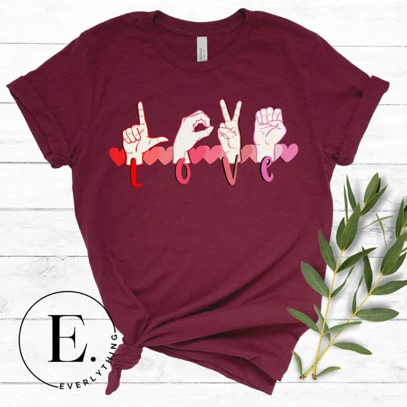 Love in ASL with Hearts PNG Sublimation Design
