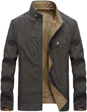 Mens Bomber Jacket Strategy Jacket Army Warm Field Jacket Outdoor Springtime Autumn Stand-Up Collar Work Jacket