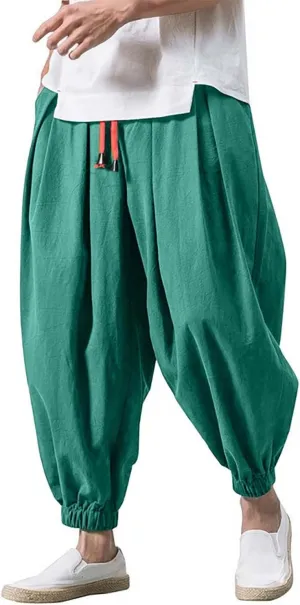 Mens Casual Pants Wide Leg Jogger Pants Plus Size Solid Comfort Trendy Drawstring Elastic Waist Trousers
