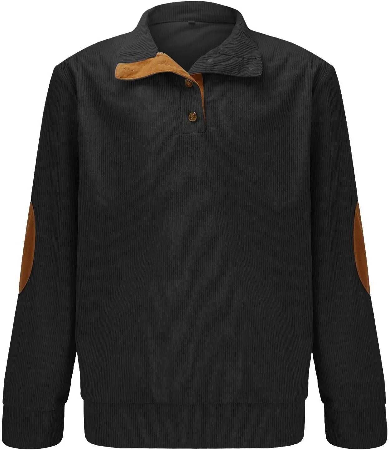 Men's Corduroy Long Sleeve Button Collar Sweatshirts Big and Tall Casual Pullover Lightweight Outdoor Tactical Tops