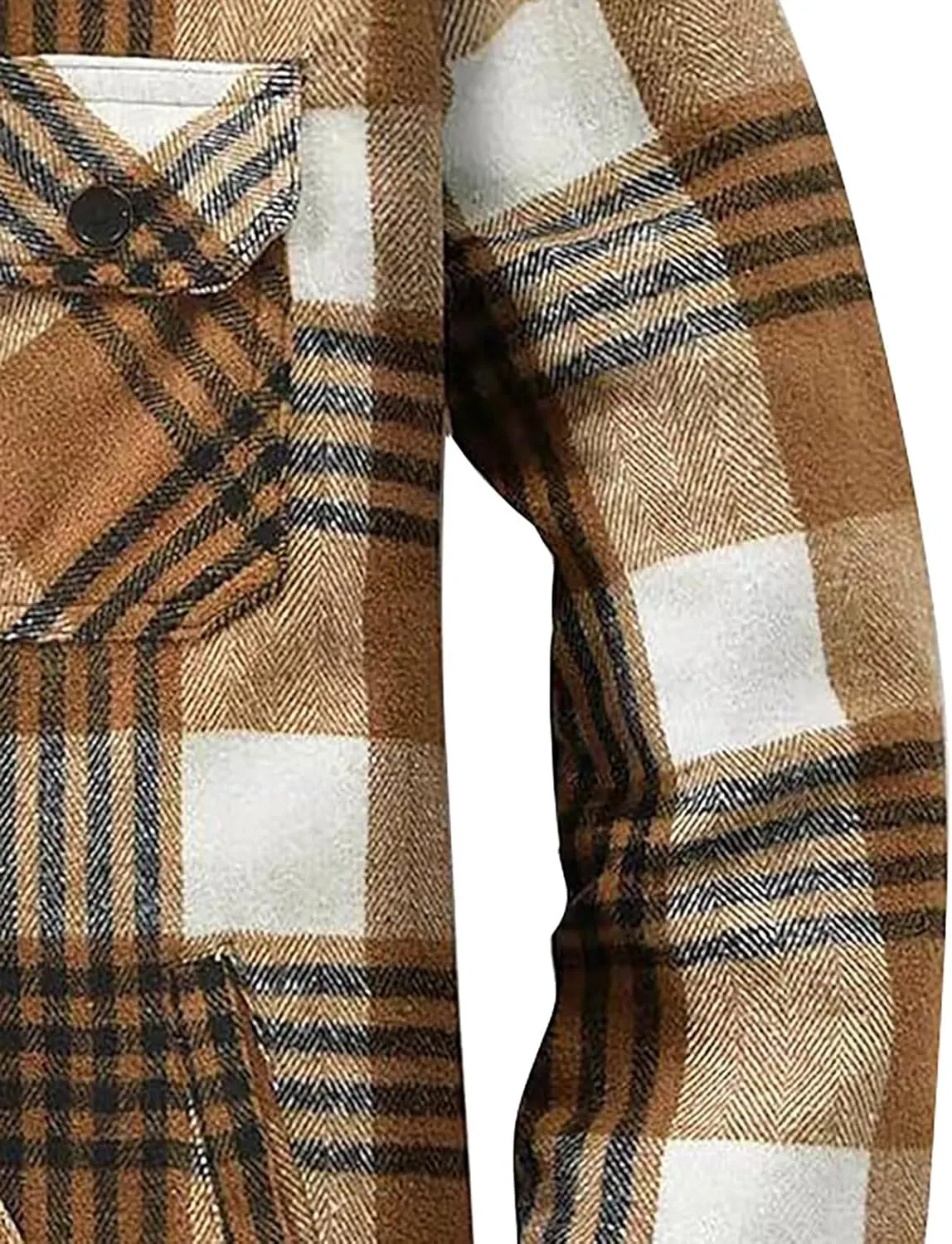 Men's Cotton Flannel Shirt Jacket Sherpa Fleece Lined Long Sleeve Plaid Shirt for Men Winter Thermal Berber Jackets