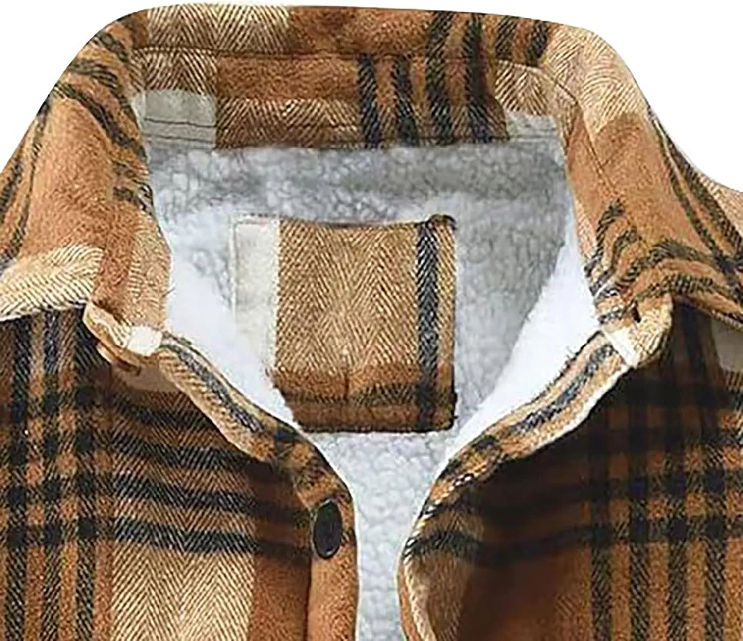 Men's Cotton Flannel Shirt Jacket Sherpa Fleece Lined Long Sleeve Plaid Shirt for Men Winter Thermal Berber Jackets