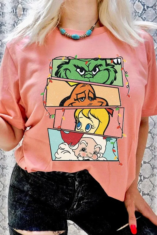 Merry Grinchmas Christmas Holiday Unisex Short Sleeve Graphic Tee T-Shirt