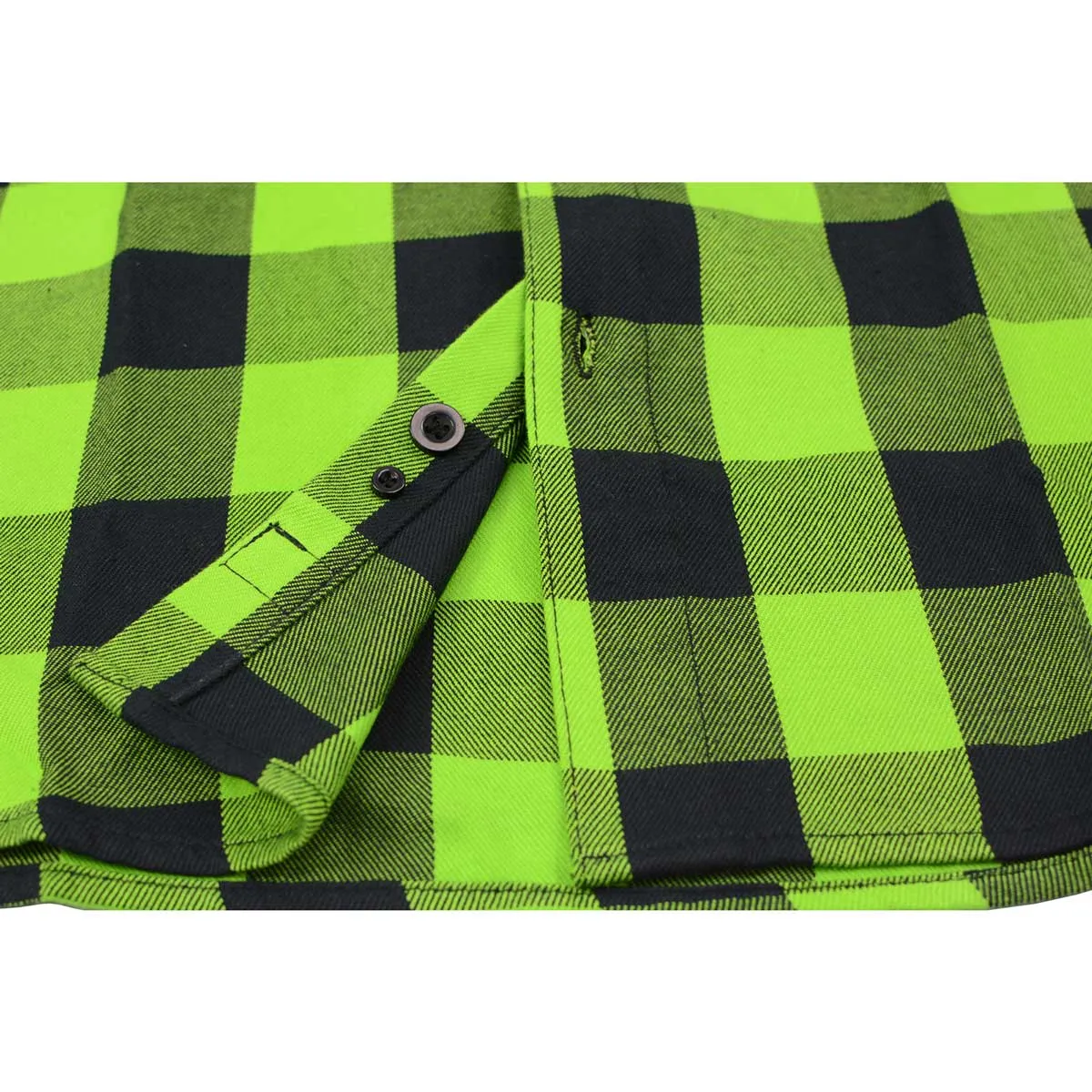 NexGen MNG11632 Men's Black and Neon Green Long Sleeve Cotton Flannel Shirt
