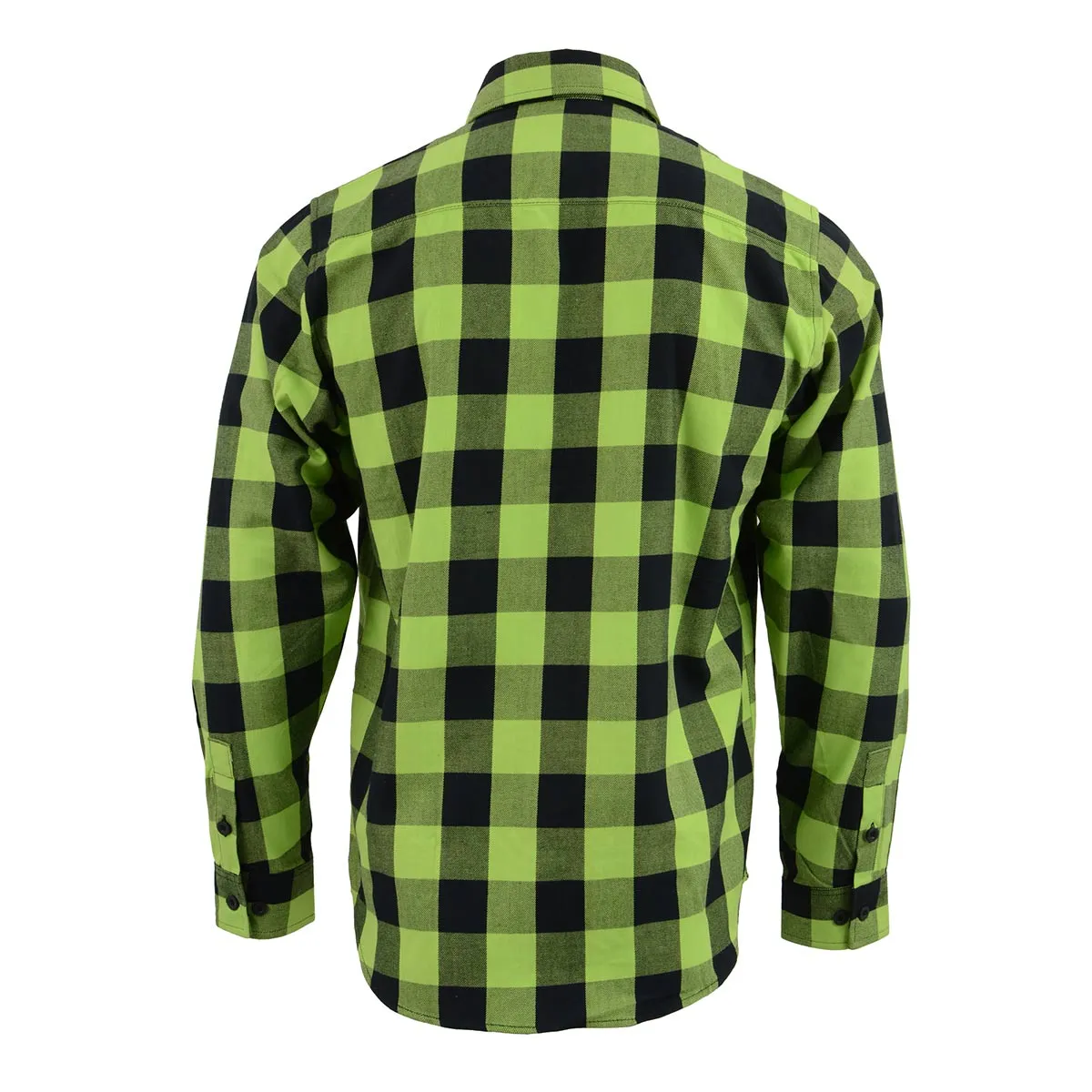 NexGen MNG11632 Men's Black and Neon Green Long Sleeve Cotton Flannel Shirt