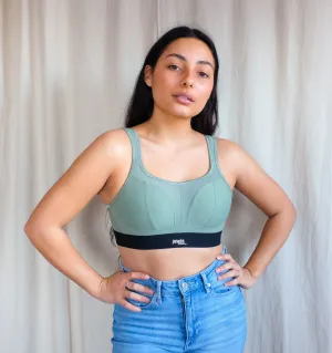 Non-wired shape sports bra [Khaki / Black]