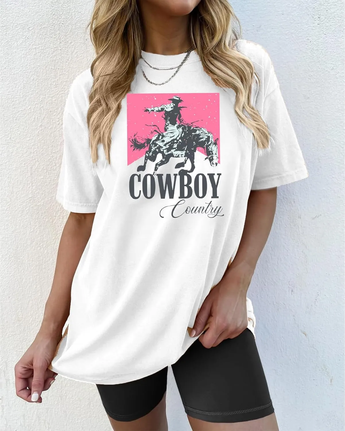 Oversized Cowboy Country Shirt Women: Cowgirl Country Music Shirt Rodeo Graphic Tee Casual Loose Western Top
