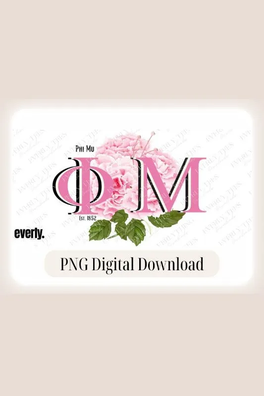 Phi Mu Sorority Flower PNG Sublimation Design