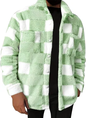 Plaid Jacket Men Big and Tall - Mens Shirt Jacket Lined - Flannel Jacket for Men - Sherpa Jacket Men - Fleece Jacket Men