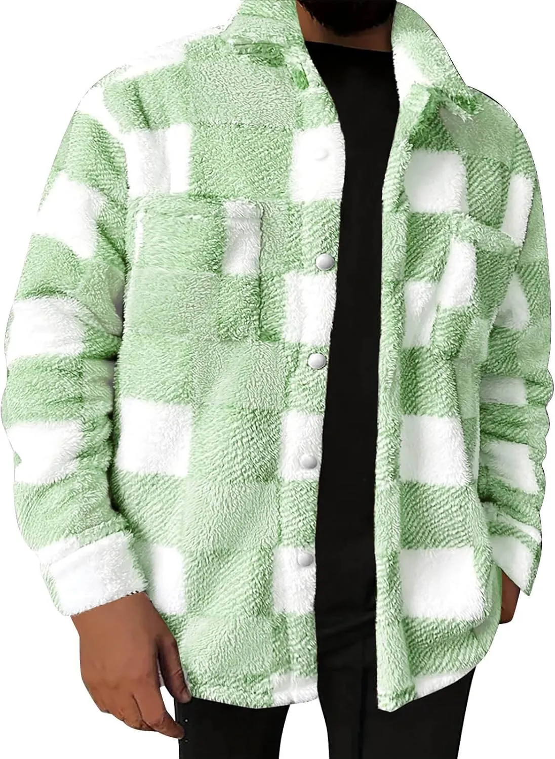 Plaid Jacket Men Big and Tall - Mens Shirt Jacket Lined - Flannel Jacket for Men - Sherpa Jacket Men - Fleece Jacket Men