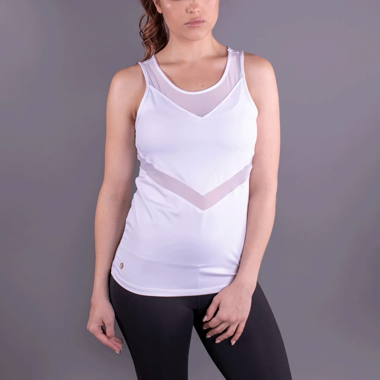 Plus Size White Chevron Racerback Tank
