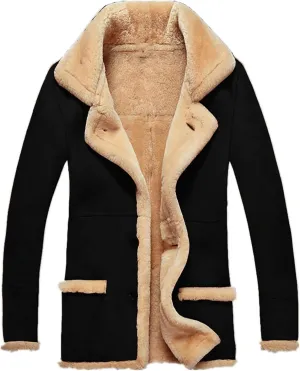 QWENTMTNTY Mens Vintage Faux Sude Leather Jacket Winter Casual Thicken Heavyweight Coat Lapel Patchwork Warm Coats Pockets