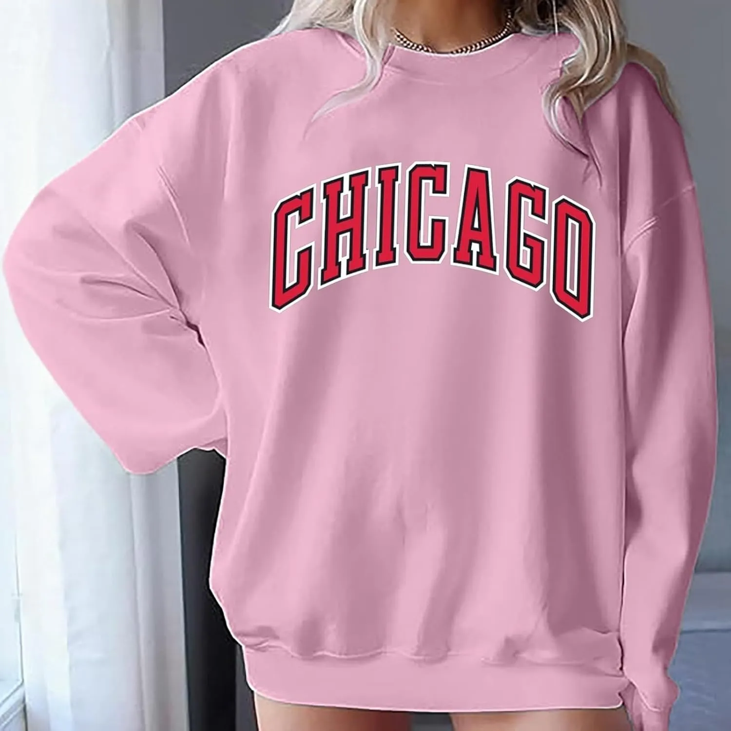 Sweatshirts For Women Letter Print Fashion Casual Sweatshirt Drop Shoulder Long Sleeve Round Neck Shirts Outfits