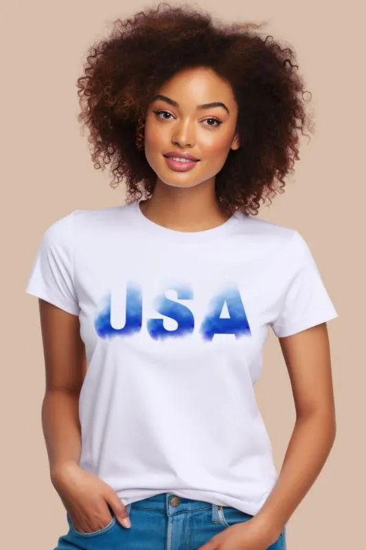 USA Smokey Blue Letters Design PNG Download