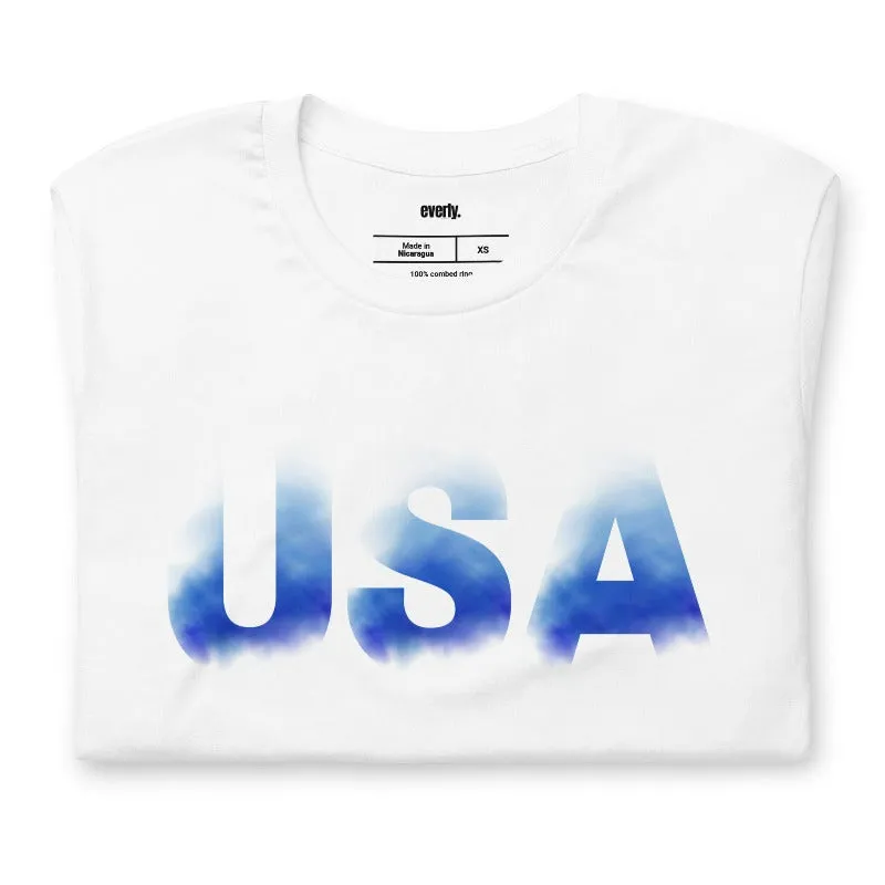 USA Smokey Blue Letters Design PNG Download