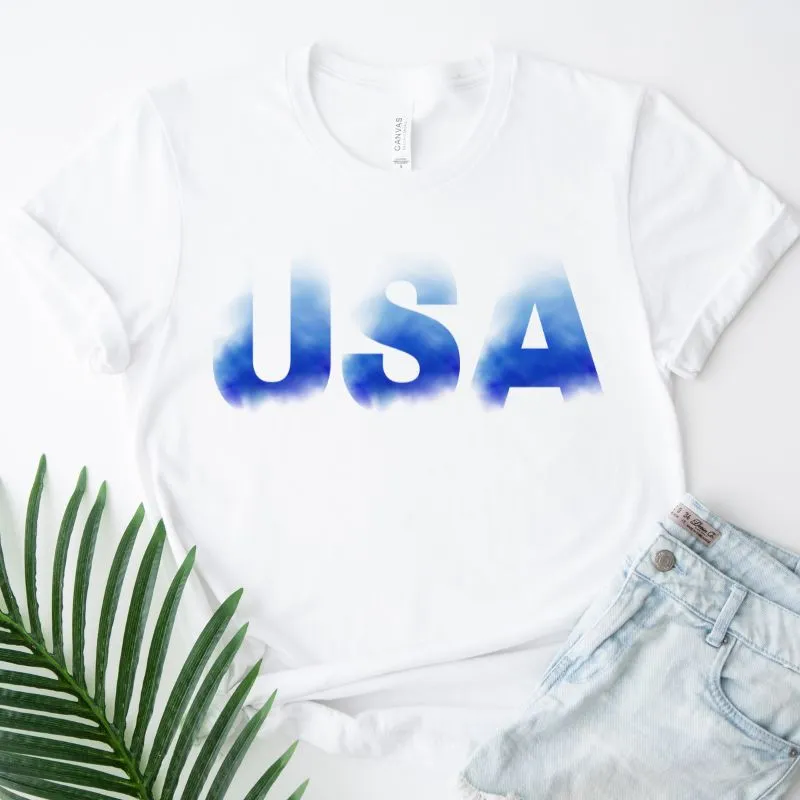 USA Smokey Blue Letters Design PNG Download