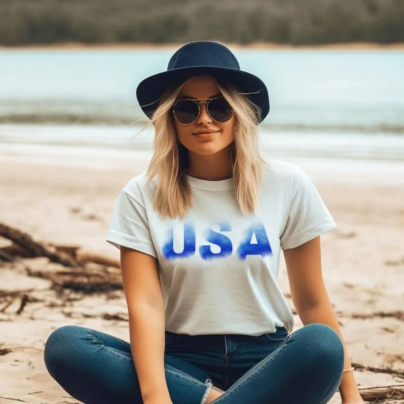 USA Smokey Blue Letters Design PNG Download