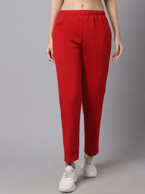 Vimal Jonney Fleece Regular-Fit Maroon Trackpant for Women