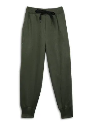 Vimal Jonney Olive Solid Cotton Fleece Trackpant for Kids