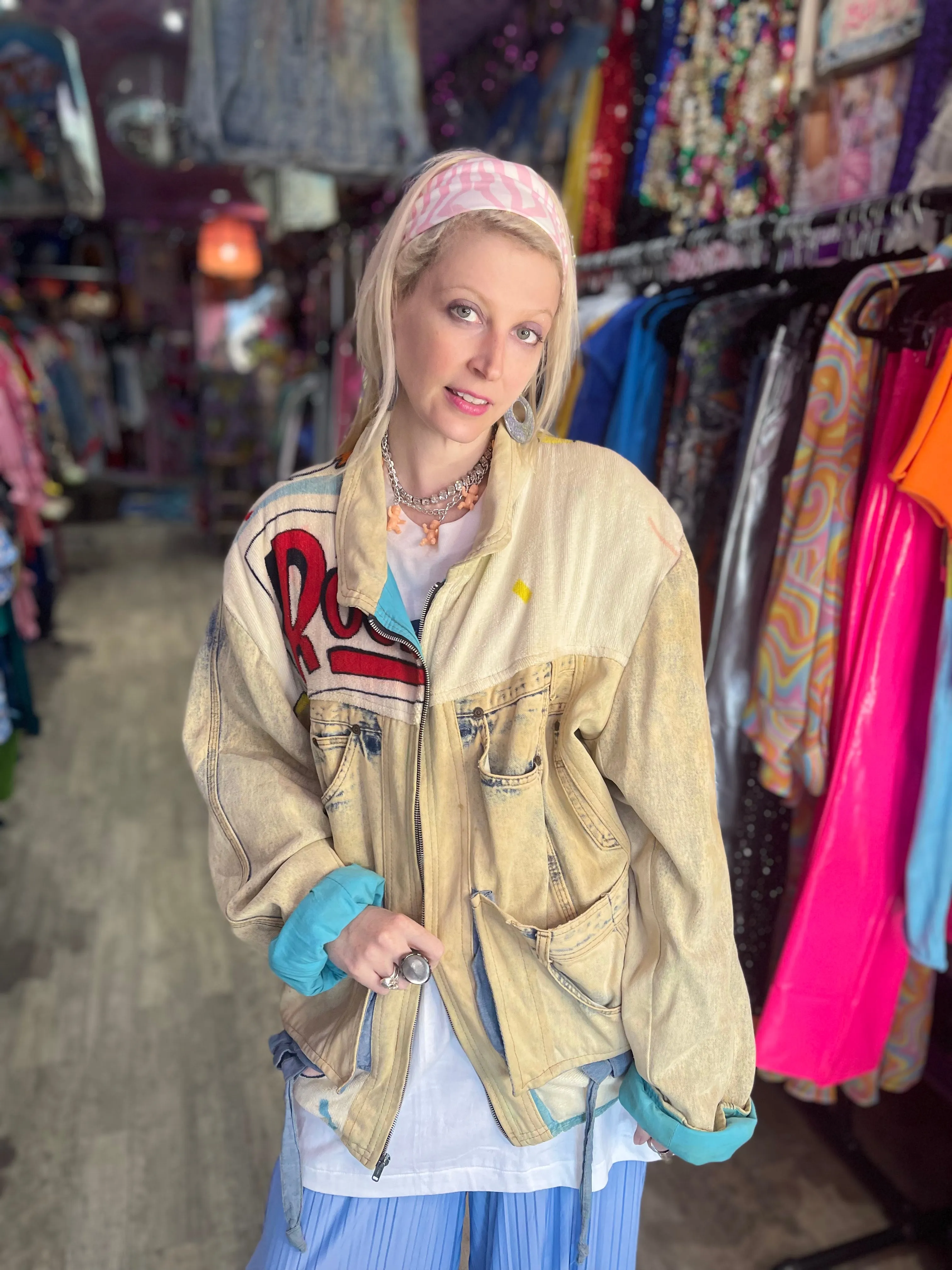 Vintage 80s Patchwork Roger Rabbit Jean Jacket