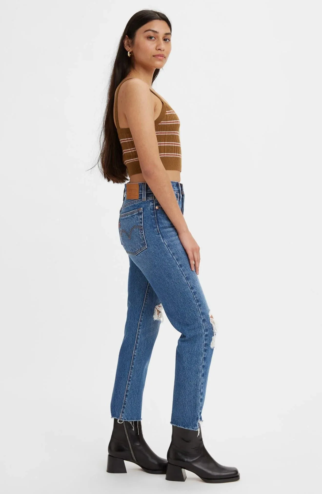 Wedgie Ripped High Waist Crop Straight In Carry Kerry Jeans