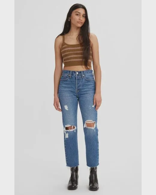 Wedgie Ripped High Waist Crop Straight In Carry Kerry Jeans