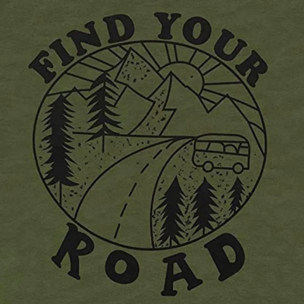 Women Find Your Road T-Shirt Cute Sayings Graphic Short Sleeve Tees Casual Round Neck Athletic Tops