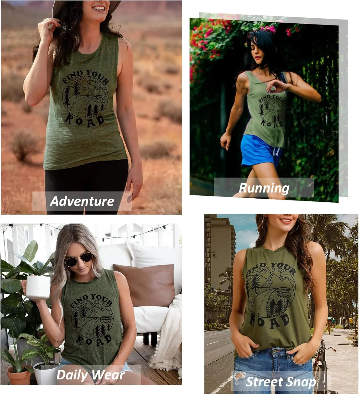 Women Find Your Road T-Shirt Cute Sayings Graphic Short Sleeve Tees Casual Round Neck Athletic Tops