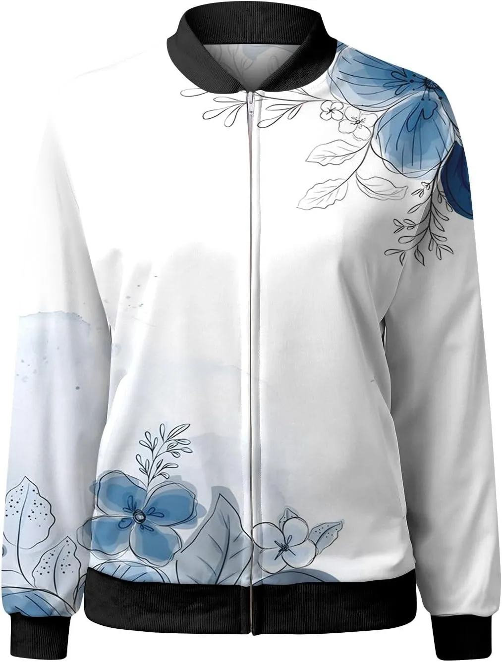 Women's Bomber Jacket 2024 Fall Casual Fashion Coat Dressy Lightweight Zip Up Outerwear Windbreaker with Pocket