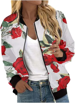 Women's Bomber Jacket 2024 Fall Casual Fashion Coat Dressy Lightweight Zip Up Outerwear Windbreaker with Pocket