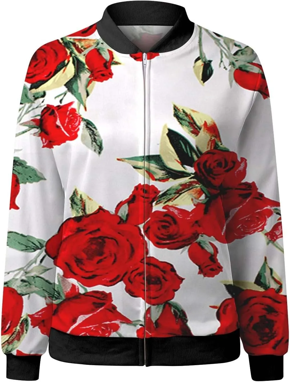 Women's Bomber Jacket 2024 Fall Casual Fashion Coat Dressy Lightweight Zip Up Outerwear Windbreaker with Pocket