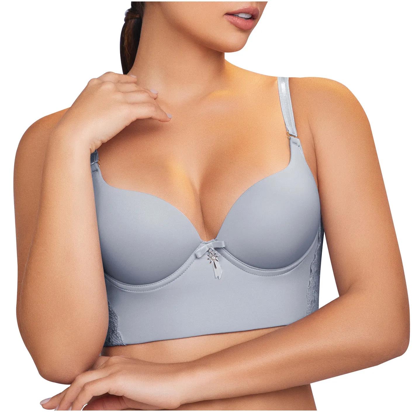 Women's High Back Support Bustier Long Bra for Big Busts Sonryse C486