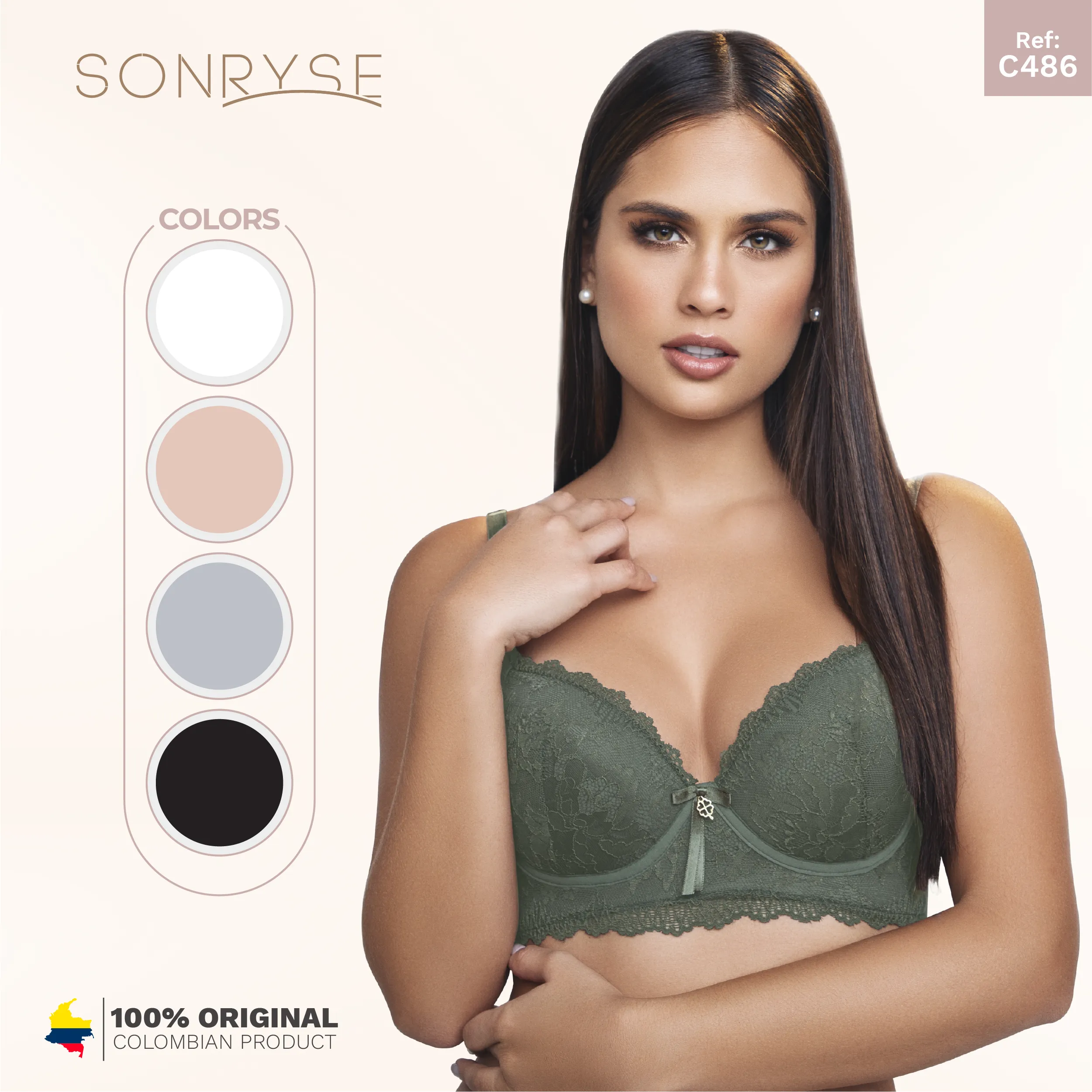 Women's High Back Support Bustier Long Bra for Big Busts Sonryse C486