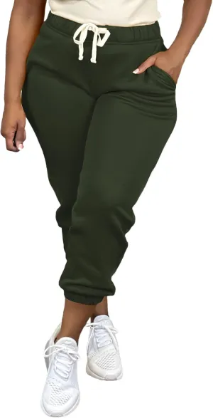 Women's Plus Size Casual Sweatpants Drawstring Jogger Pants Tight Track Pants with Pockets